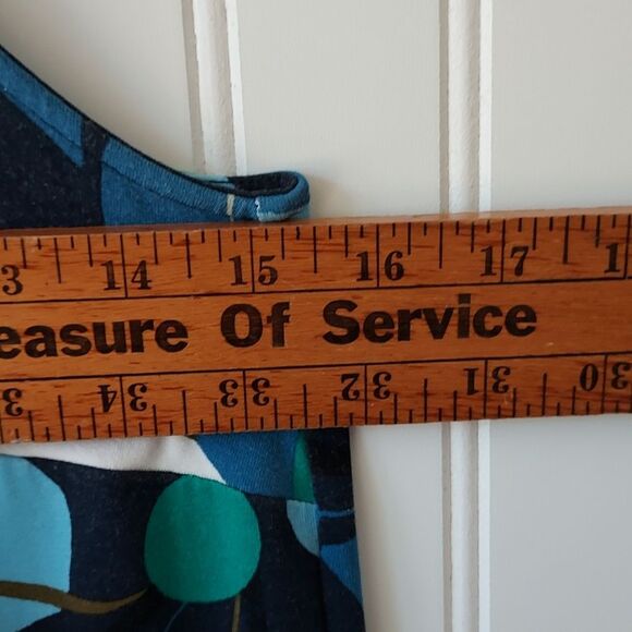 ANN TAYLOR FACTORY Sz 4 Sleeveless Midi Dress Navy Blue and Green‎ Leaf - Picture 6 of 8